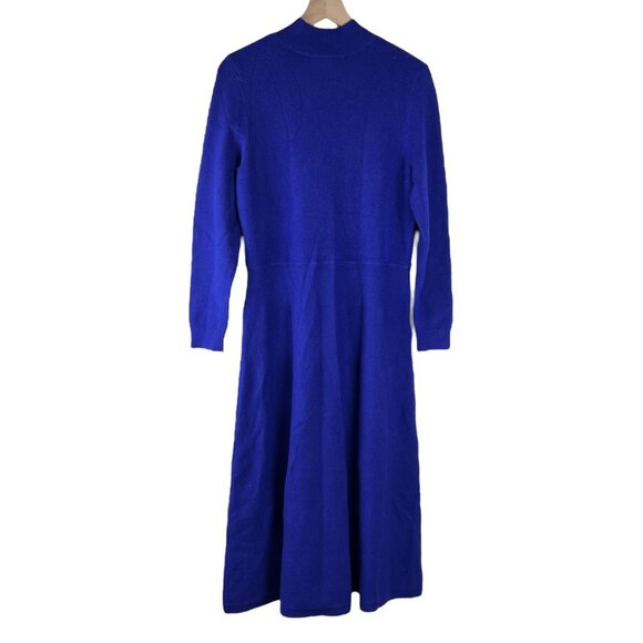 NWT Ann Taylor Ultraviolet Blue Mock Neck Midi Flare Sweater Dress - Picture 6 of 6